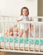 Ricokids Protectie laterala impletita pentru patut Mint 3metriinaltime 11.5 cm din plus cu umplutura antialergica