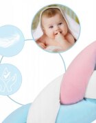 Ricokids Protectie laterala impletita pentru patut Trio AlbastruRozAlb 3metriinaltime 11.5 cm din plus cu umplutura antialergica