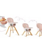 Ricokids Scaun de masa 3 in 1 cu picioare din lemn 63 x 58 x 90 cm Lilo 700203 roz