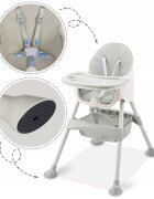 Ricokids Scaun de masa 3in1 transformabil in scaunel clasic cu cos de depozitare baza antiderapanta masuta reglabila suport picioare si husa detasabila Milo Gri