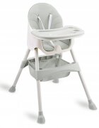 Ricokids Scaun de masa 3in1 transformabil in scaunel clasic cu cos de depozitare baza antiderapanta masuta reglabila suport picioare si husa detasabila Milo Gri