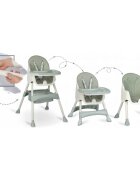 Ricokids Scaun de masa 3in1 transformabil in scaunel clasic cu cos de depozitare baza antiderapanta masuta reglabila suport picioare si husa detasabila Milo Verde