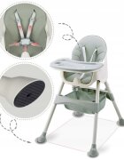 Ricokids Scaun de masa 3in1 transformabil in scaunel clasic cu cos de depozitare baza antiderapanta masuta reglabila suport picioare si husa detasabila Milo Verde