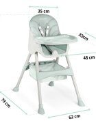 Ricokids Scaun de masa 3in1 transformabil in scaunel clasic cu cos de depozitare baza antiderapanta masuta reglabila suport picioare si husa detasabila Milo Verde