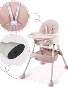 Ricokids Scaun de masa 3in1 transformabil in scaunel clasiccu cos de depozitarebaza antiderapantamasuta reglabilasuport picioare si husa detasabila Milo Roz