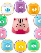 Ricokids Set 10 cupe jucarie pentru baie Bath Toys Pastel multicolor multifunctionale in forma de turn cu cifre de stivuit Inspiratie Montessori