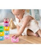 Ricokids Set 10 cupe jucarie pentru baie Bath Toys Pastel multicolor multifunctionale in forma de turn cu cifre de stivuit Inspiratie Montessori