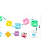 Ricokids Set 10 cupe jucarie pentru baie Bath Toys Pastel multicolor multifunctionale in forma de turn cu cifre de stivuit Inspiratie Montessori