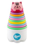 Ricokids Set 10 cupe jucarie pentru baie Bath Toys Pastel multicolor multifunctionale in forma de turn cu cifre de stivuit Inspiratie Montessori