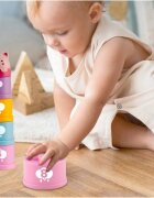 Ricokids Set 10 cupe jucarie pentru baie Bath Toys Pastel multicolor multifunctionale in forma de turn cu cifre de stivuit Inspiratie Montessori