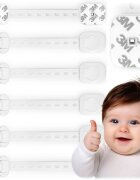 Ricokids Set 6 sigurante mobilier pentru copii Alb multifunctionale utilizare multipla instalare cu adeziv 3M 21.8x7.3 cm
