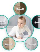 Ricokids Set 6 sigurante mobilier pentru copii Alb multifunctionale utilizare multipla instalare cu adeziv 3M 21.8x7.3 cm