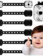 Ricokids Set 6 sigurante mobilier pentru copii Negru multifunctionale utilizare multipla instalare cu adeziv 3M 21.8x7.3 cm