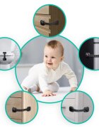 Ricokids Set 6 sigurante mobilier pentru copii Negru multifunctionale utilizare multipla instalare cu adeziv 3M 21.8x7.3 cm