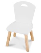 Ricokids Set masuta si 2 scaunele cu spatar din lemn pentru copii Albgreutate suportata 80kgMargini rotunjitepotrivit pentru activitatiteme acasagradinitaafter school