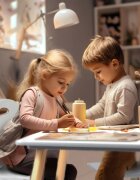 Ricokids Set masuta si 2 scaunele cu spatar din lemn pentru copii Albgreutate suportata 80kgMargini rotunjitepotrivit pentru activitatiteme acasagradinitaafter school