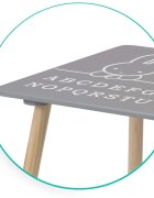 Ricokids Set masuta si 2 scaunele cu spatar pentru copii din lemn si MDF BunnyCalitate premiumAsamblare usoara Masuta cu alfabetdimensiune masuta 60x60x47cmutilizare pentru temeactivitati la gradinitaafter schoolacasa