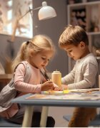 Ricokids Set masuta si 2 scaunele cu spatar pentru copii din lemn si MDF BunnyCalitate premiumAsamblare usoara Masuta cu alfabetdimensiune masuta 60x60x47cmutilizare pentru temeactivitati la gradinitaafter schoolacasa