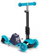 Ricokids Trotineta 3 in 1 pentru copii Buggy Albastru cu scaunel reglabilinaltime ghidon reglabilaroti cu lumini LEDplatforma antiderapantacadru din aluminiumanere ergonomice si cosulet pentru accesorii