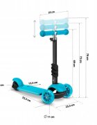 Ricokids Trotineta 3 in 1 pentru copii Buggy Albastru cu scaunel reglabilinaltime ghidon reglabilaroti cu lumini LEDplatforma antiderapantacadru din aluminiumanere ergonomice si cosulet pentru accesorii
