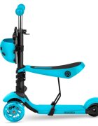Ricokids Trotineta 3 in 1 pentru copii Buggy Albastru cu scaunel reglabilinaltime ghidon reglabilaroti cu lumini LEDplatforma antiderapantacadru din aluminiumanere ergonomice si cosulet pentru accesorii