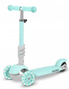 Ricokids Trotineta 3 in 1 pentru copii Buggy Mint cu scaunel reglabilinaltime ghidon reglabilaroti cu lumini LEDplatforma antiderapantacadru din aluminiumanere ergonomice si cosulet pentru accesorii