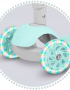 Ricokids Trotineta 3 in 1 pentru copii Buggy Mint cu scaunel reglabilinaltime ghidon reglabilaroti cu lumini LEDplatforma antiderapantacadru din aluminiumanere ergonomice si cosulet pentru accesorii