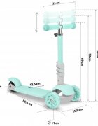 Ricokids Trotineta 3 in 1 pentru copii Buggy Mint cu scaunel reglabilinaltime ghidon reglabilaroti cu lumini LEDplatforma antiderapantacadru din aluminiumanere ergonomice si cosulet pentru accesorii