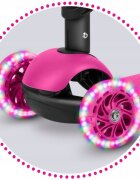Ricokids Trotineta 3 in 1 pentru copii Buggy Roz cu scaunel reglabilinaltime ghidon reglabilaroti cu lumini LEDplatforma antiderapantacadru din aluminiumanere ergonomice si cosulet pentru accesorii