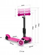 Ricokids Trotineta 3 in 1 pentru copii Buggy Roz cu scaunel reglabilinaltime ghidon reglabilaroti cu lumini LEDplatforma antiderapantacadru din aluminiumanere ergonomice si cosulet pentru accesorii