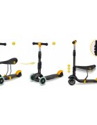 Ricokids Trotineta 3 in 1 pentru copii Cubi NegruGalben cu scaunelroti cu lumini LEDplatforma antiderapantacadru din aluminiumanere ergonomicegreutate suportata 30 kg varsta 3 ani+