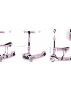 Ricokids Trotineta 3 in 1 pentru copii Cubi Roz cu scaunelroti cu lumini LEDplatforma antiderapantacadru din aluminiumanere ergonomicegreutate suportata 30 kg varsta 3 ani+