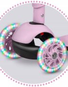 Ricokids Trotineta 3 in 1 pentru copii Cubi Roz cu scaunelroti cu lumini LEDplatforma antiderapantacadru din aluminiumanere ergonomicegreutate suportata 30 kg varsta 3 ani+