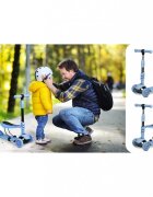 Ricokids Trotineta 4 in 1 pentru copii Todi Albastru scaunel reglabil cu spatarmaner parental detasabil inaltime ghidon reglabila roti cu lumini LED platforma antiderapanta cadru din aluminiu manere ergonomice