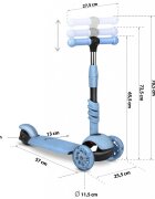 Ricokids Trotineta 4 in 1 pentru copii Todi Albastru scaunel reglabil cu spatarmaner parental detasabil inaltime ghidon reglabila roti cu lumini LED platforma antiderapanta cadru din aluminiu manere ergonomice