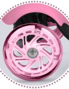 Ricokids Trotineta 4 in 1 pentru copii Todi Roz scaunel reglabil cu spatarmaner parental detasabil inaltime ghidon reglabila roti cu lumini LED platforma antiderapanta cadru din aluminiu manere ergonomice