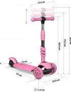 Ricokids Trotineta 4 in 1 pentru copii Todi Roz scaunel reglabil cu spatarmaner parental detasabil inaltime ghidon reglabila roti cu lumini LED platforma antiderapanta cadru din aluminiu manere ergonomice