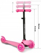 Ricokids Trotineta cu roti cu led Loco roz pliabila ghidon reglabil greutate suportata 25 kg varsta 3 ani+