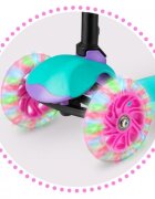 Ricokids Trotineta cu roti cu led Loco turcoaz cu roz pliabila ghidon reglabil greutate suportata 25 kg varsta 3 ani+