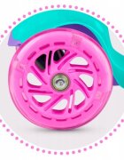 Ricokids Trotineta cu roti cu led Loco turcoaz cu roz pliabila ghidon reglabil greutate suportata 25 kg varsta 3 ani+