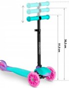 Ricokids Trotineta cu roti cu led Loco turcoaz cu roz pliabila ghidon reglabil greutate suportata 25 kg varsta 3 ani+