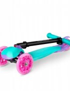 Ricokids Trotineta cu roti cu led Loco turcoaz cu roz pliabila ghidon reglabil greutate suportata 25 kg varsta 3 ani+