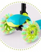 Ricokids Trotineta cu roti cu led Loco turcoaz pliabila ghidon reglabil greutate suportata 25 kg varsta 3 ani+
