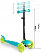 Ricokids Trotineta cu roti cu led Loco turcoaz pliabila ghidon reglabil greutate suportata 25 kg varsta 3 ani+