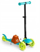 Ricokids Trotineta cu roti cu led Loco turcoaz pliabila ghidon reglabil greutate suportata 25 kg varsta 3 ani+