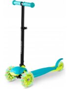 Ricokids Trotineta cu roti cu led Loco turcoaz pliabila ghidon reglabil greutate suportata 25 kg varsta 3 ani+