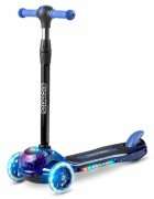 Ricokids Trotineta cu roti LED Piko negru albastru ghidon reglabil din aluminiu greutate suportata 35 kg varsta 3 ani+