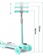 Ricokids Trotineta cu roti LED Piko turcoaz ghidon reglabil din aluminiu greutate suportata 35 kg varsta 3 ani+
