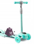 Ricokids Trotineta cu roti LED Piko turcoaz ghidon reglabil din aluminiu greutate suportata 35 kg varsta 3 ani+