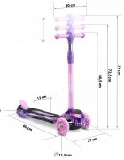 Ricokids Trotineta cu roti LED Piko Violet Roz reglabila din aluminiu greutate suportata 35 kg